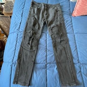 Waimea Designs  Men’s Ripped Urban Stretch Black Skinny Jeans Size 34X30